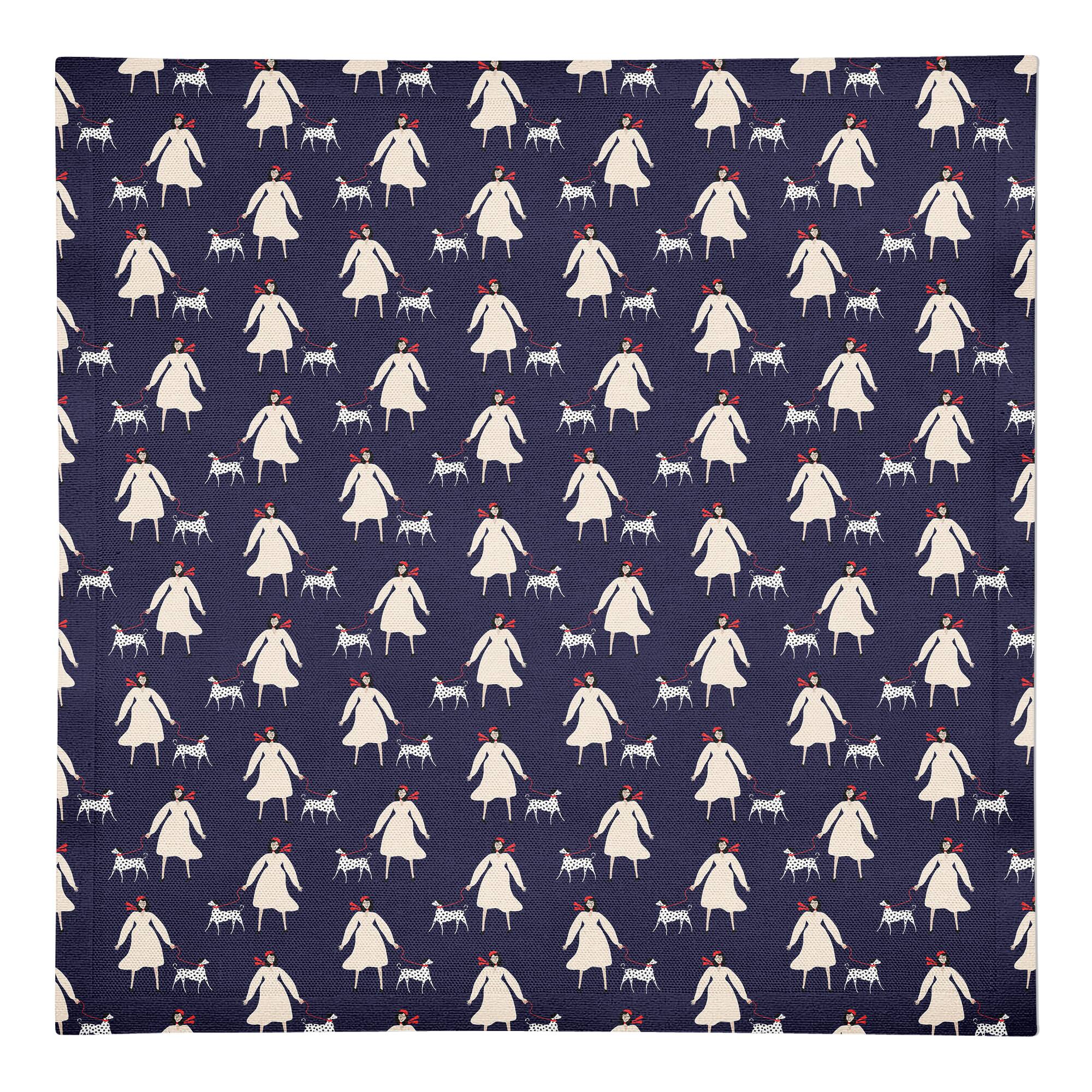French Woman and Dog 10" x 10" Cotton Twill Napkin